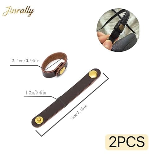 Jinrally 2Pcs Leather Bag Clips, Strap Buckles Anti-Slip Connectors, Brown | Light detachable adjuster holds wires, tool-free mount for travel office use thumbnail 2