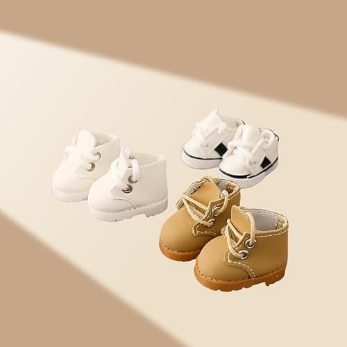 Doll Shoes for Lu bubu 17cm Dolls(No Doll) Accessories, Cute Martin Boots PU Leather Shoes Suitable for 17cm Doll, Dress Up Doll Shoe Replacement White thumbnail 4
