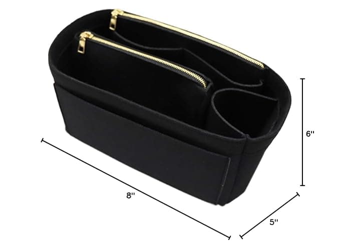LEXSION Felt Purse Bag Organizer Insert with zipper Bag Tote Shaper Fit Speedy Neverful PM MM - Slender Large - Beige thumbnail 8