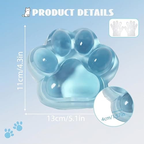 Chicooan Large Cat Paw Taba Squishy Big Squeeze Toys 5-inch Blue Cute Fufu Squishy Sensory Stress Relief Fidget Toys for Party Favors Sensory Anxiety Toys for Adults (Transparent Blue) thumbnail 2
