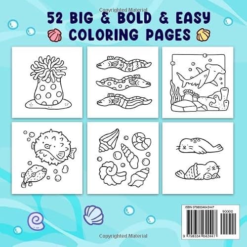 Ocean Scene: Coloring Book for Adults and Kids, Bold and Easy Designs for Relaxation with Sea Life (Bold & Easy Coloring) thumbnail 2