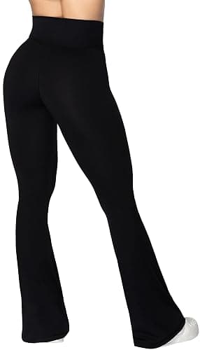 Sunzel Flare Leggings, Crossover Yoga Pants with Tummy Control, High-Waisted and Wide Leg thumbnail 2