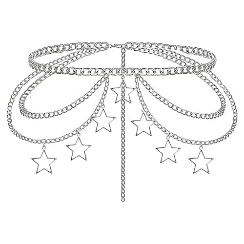 Wloisc Star Waist Chain Belt - Punk Gothic Crossover Body Belly Chains Tassel for Women Girl thumbnail 2