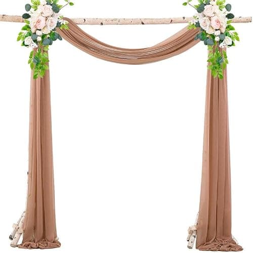 KeuLen Wedding Arch Draping Fabric,600CM*75CM 6 PCS Dark Green Wedding Arch Draping Fabric Chiffon Arch Drapes for Party Outdoor Decor Table Runner Sheer (Color : Black) thumbnail 6