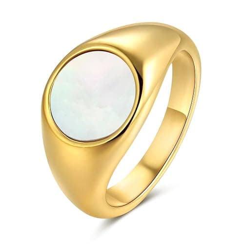 YeGieonr Gold Rings for Women Trendy Non Tarnish Chunky Gold Plated Ring, Waterproof Stainless Steel Gold Jewelry Gift - Image 1