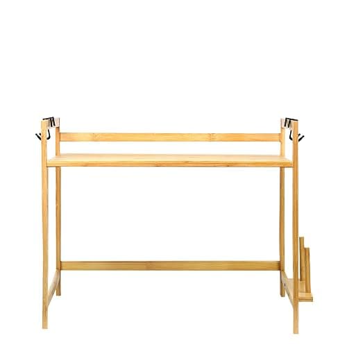 HUOLE Étagère à micro-ondes, 2 niveaux en bambou, support pour micro-ondes,support multifonction en bois pour cuisine, Cuisine Micro-Ondes Rack, 52 * 30 * 35cm-2 couches thumbnail 9