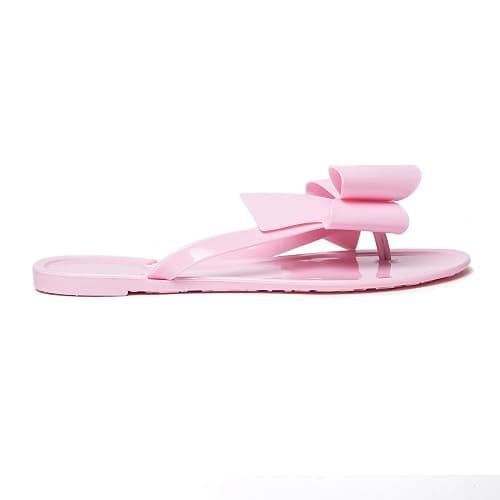 YANWENFANG Women Flip Flops Jelly Thong Waterproof Bow Summer Beach Rain Casual PVC Boho Vacation Flat Sandals thumbnail 3