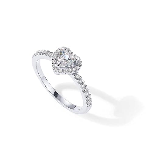 PAVOI 14K Gold Plated Halo Ring | Heart Ring for Women | Square Round Promise Rings for Her thumbnail 3