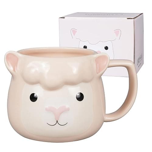 ToCooTo Llama Coffee Mug 14 oz Ceramic Novelty Coffee Mug 3D Porcelain Tea Mug for Women Christmas Housewarming Holiday Birthday Gifts for Women Mom Kids Teacher and Best Friend Pink - Image 1