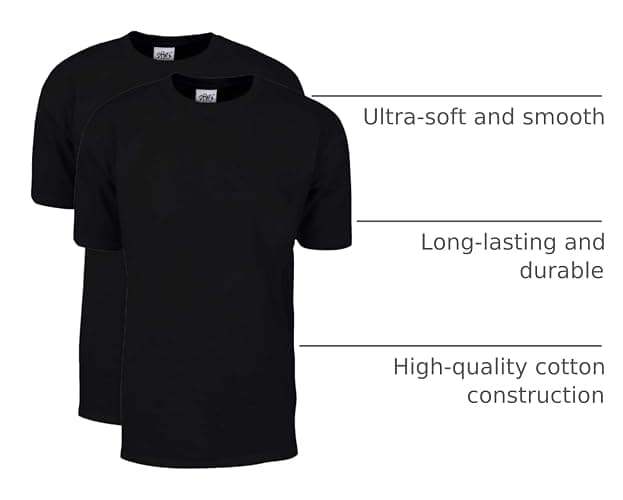 Shaka Wear Men's T Shirt – 2 Pack 7 oz Max Heavyweight Cotton Short Sleeve Crewneck Tee Top Tshirts Regular Big Size S-7XL thumbnail 2
