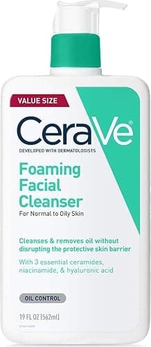 CeraVe Foaming Facial Cleanser, Daily Face Wash for Oily Skin, Hyaluronic Acid + Ceramides + Niacinamide, Fragrance Free, Non-Drying Oil Control Face Wash, 19 Fluid Ounces - Image 1