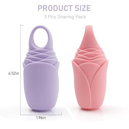 3 Pcs Facial Ice Roller Silicone Mold Reusable for Face Women and Eye Neck Cold Skin Care Tools Freezer De Puff Eye Bags Reduce Migraine Pain Pink 1 + Purple 2 thumbnail 6