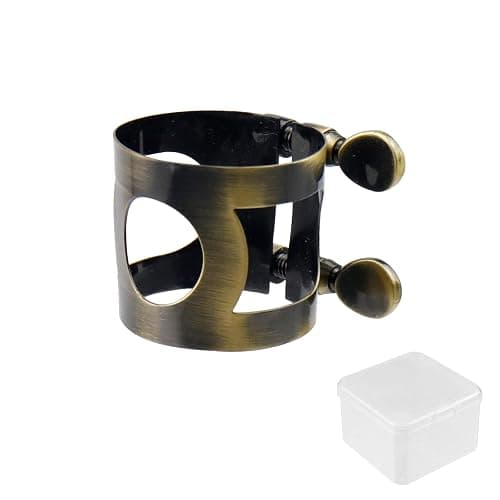 Mewutal Tenor Saxophone Ligature Double Screws Brass Saxophone Ligature Fastener Adjustable Screw Sax Mouthpiece Ligature Fastener for Tenor Saxphone Bakelite Mouthpiece - Image 1