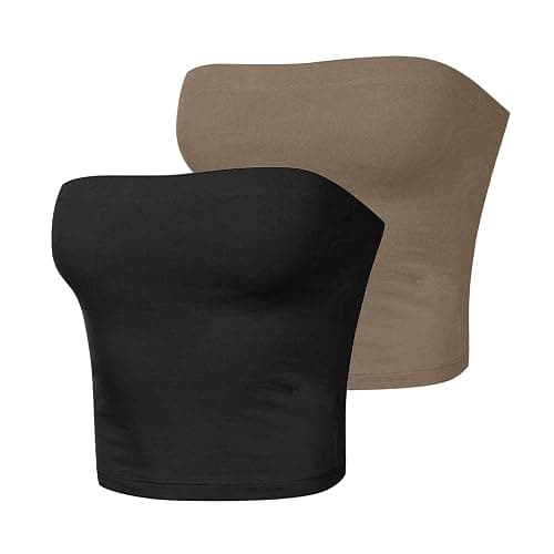 HGps8w 5 Pack Women's Cute Tube Crop Tops Strapless Basic Solid Sleeveless Stretchy Seamless Bandeau Shirts - Image 1