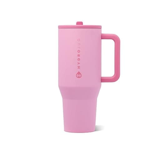 HydroJug Traveler 40oz, Insulated Tumbler with Handle & Straw, Petal | Triple wall insulated, flip straw lid, leak-resistant, stainless steel, cup holder friendly, BPA-free, dishwasher safe - Image 1
