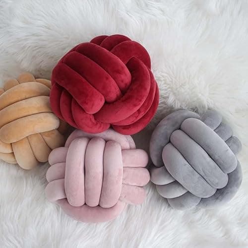 Knotted Ball Pillow, Knot Throw Cushion - Soft Companionship Decorative Sofa Pillow, Round (Pink, 20cm) thumbnail 3