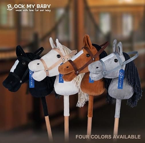 ROCK MY BABY Hobby Horse Plush Stuffed Stick Horse with Award Ribbon for Boys and Girls 3+ Fun Toys for Pretend Play (Black) CPC Certified thumbnail 7