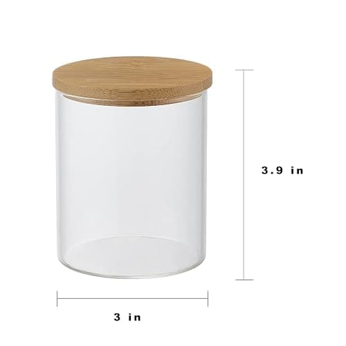 Glass Apothecary Jars, 2 Pack Qtip Holder Dispenser Glass Bathroom Vanity Jars Containers Organizer with Bamboo Lids for Cotton Balls Swabs Pads Rounds Q-tip Bath Salts thumbnail 3