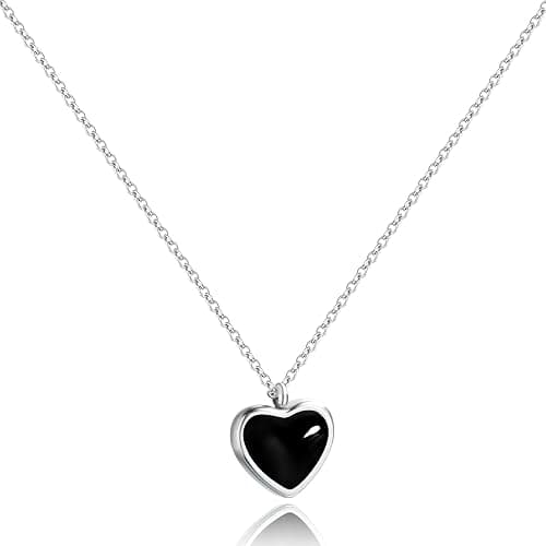 TZPI Red Heart Necklace for Women, Black Tourmaline Necklace as as Christmas Gifts Carnelian Necklaces as Everyday Stocking Stuffers Jewelry Moonstone Crystal Pendant Birthday Gifts for Her - Image 1
