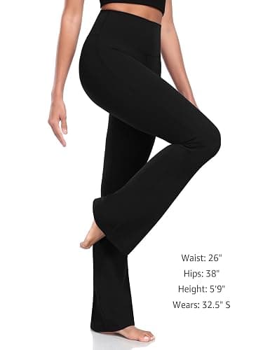 HeyNuts Harmony Flare Leggings 29"/30.5"/32.5"/34.5", High Waisted Tummy Control Wide Leg Bootcut Yoga Pants Lounge Soft thumbnail 4