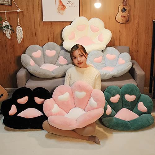 Ditucu Cat Paw Cushion Kawaii Chair Cushions 27.5 x 23.6 inch Cute Stuff Heart-Shaped Seat Pad Comfy Lazy Sofa Office Floor Pillow for Gaming Chairs Room Decor Black thumbnail 8
