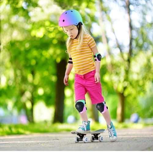 Kids Bike Helmet Adjustable Bike Helmet with Knee Pad Elbow Pads Guards, Toddler Helmets for 3-5-8-14+Riding Scooter Inline skatings Skateboard Helmet thumbnail 6