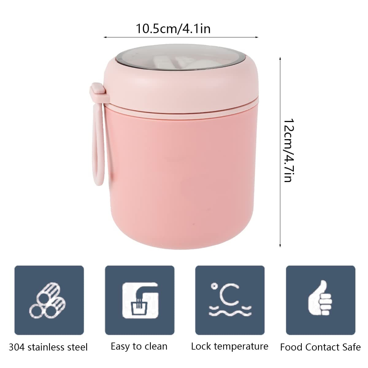 Insulated Food Jar with Spoon, Soup Food Flask，Stainless Steel Vacuum Food Soup Bottles That Keep Foods Hot, Insulated Food Container Wide Mouth Hot Food Jar(pink 530ml) thumbnail 2