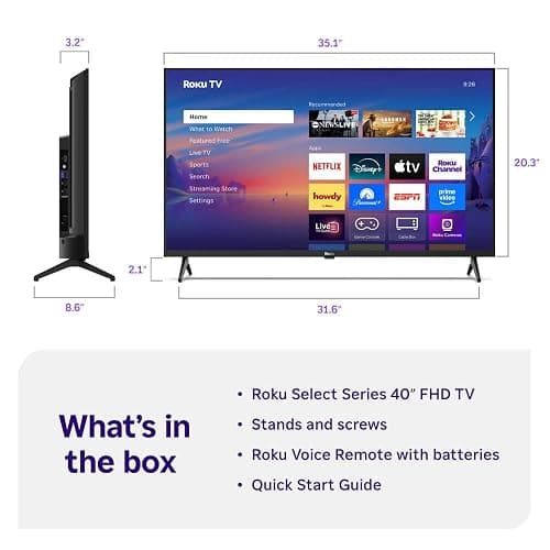Roku 40" Select Series 1080p Full HD Smart TV TV Remote, Designed for Seamless Streaming, Wi-Fi, Color Enhancer - 40R3B4 thumbnail 8