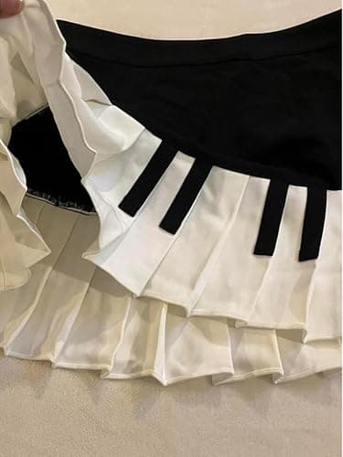 Women Piano Mini Skirts Y2k Harajuku Dark Coquette Aesthetic Grunge Black White Spliced Short Skirt thumbnail 6