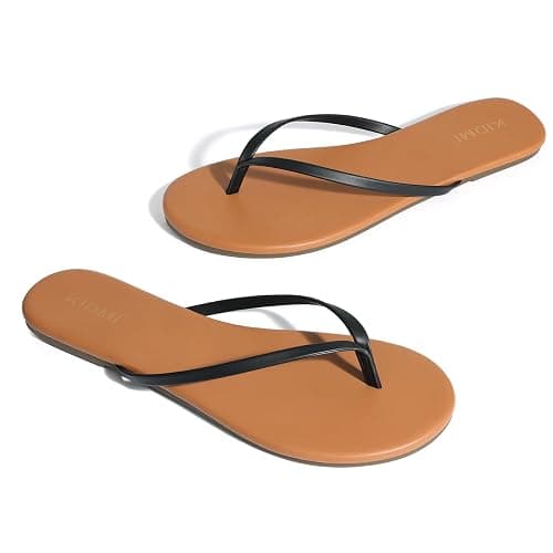KIDMI Thong Flip Flops for Women - Memory Foam Summer Beach Sandals for Women - Vegan Leather Flat Sandals thumbnail 6