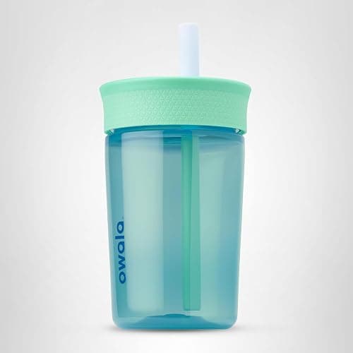 Owala Kids Insulation BPA-Free Plastic Tumbler with Spill Resistant Flexible Straw, Easy to Clean, Kids Water Bottle, Great for Travel, Dishwasher Safe, 15 Oz, Teal and Aqua (The Blues) thumbnail 6