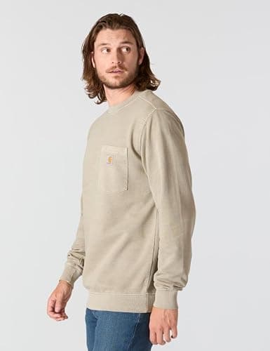 Carhartt mens Relaxed Fit Midweight Garment Dye French Terry Crewneck Pocket Sweatshirt thumbnail 2