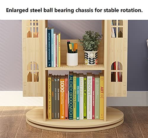 Heehee Rotating Bookshelf 360 Display Floor Standing Bookcase Storage Rack Children's Bookshelf, Wood Book Shelf Organizer Stand for Kids, Storage Book Display Case Bookrack thumbnail 6