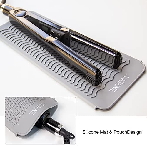 ANGENIL Professional Heat Resistant Silicone Mat Pouch for Hair Tools Flat Iron Hair Straightener and Curling Iron Heat Protecting Pad, Portable Travel Hot Tool Mat and Cover for Hair Styling Tools thumbnail 2