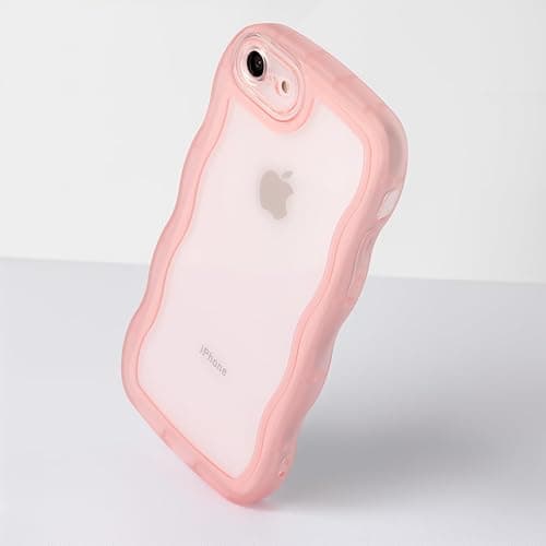 YONOCOSTA Cute Case Compatible with iPhone 7/8 Case, Curly Wave Frame iPhone SE 2020/ SE 2022 Case, Clear Pink Soft TPU Shockproof Case Cover for Girls Women thumbnail 5