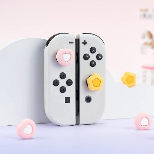 GeekShare Cute Silicone Joy Con Thumb Grip Caps, Joystick Cover Compatible with Switch/OLED/Switch Lite,4PCS - Cream Heart thumbnail 7