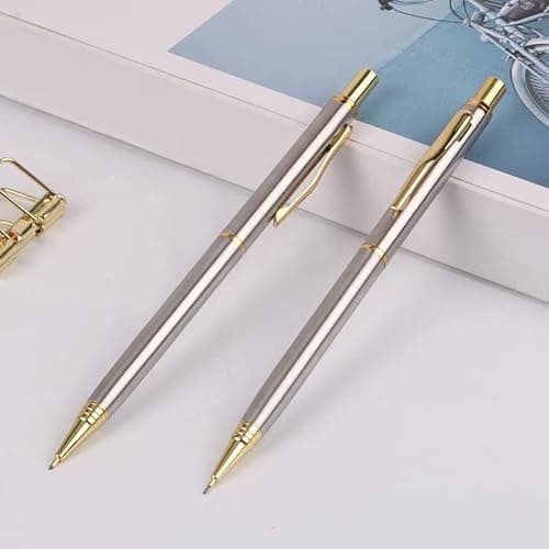 MROOFUL Luxury Full Metal Mechanical Pencil 0.5mm Lead Gold Silver Pen Holder with Gift Box Art Sketch Painting Pencil Korean School Stationery (Gold) thumbnail 3