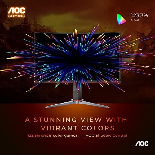AOC C32G2 32" Curved Frameless Gaming Monitor FHD, 1500R Curved VA, 1ms, 165Hz, FreeSync, Height adjustable, 3-Year Zero Dead Pixel Policy, Black thumbnail 5
