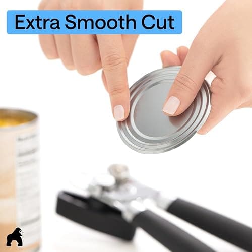 GORILLA GRIP Heavy Duty Stainless Steel Smooth Edge Manual Can Opener and Bottle Openers, US Designed, Soft Comfortable Handle, Oversized Handheld Turn Knob, Multifunctional Kitchen Tool, Black thumbnail 8