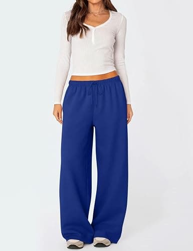 HeSaYep Women's Fleece Lined Sweatpants Winter Warm Wide Leg Sweat Pants Baggy Casual Pants with Pockets thumbnail 5
