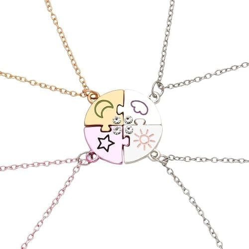 Best Friend Friendship Necklaces for 3 Sisters Birthday Gifts for Big Middle Little Sister Puzzle Necklace for 3 4 Friends - Image 1
