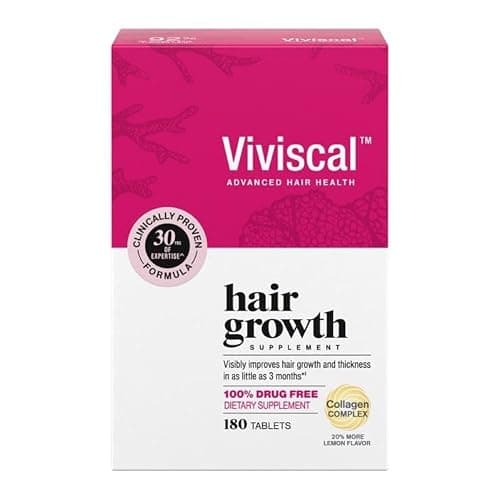 Viviscal Hair Growth Supplements for Women, Thicker Fuller Hair Support for Thinning Hair and Hair Loss, with Biotin and Marine Collagen, Drug-Free, 180 Tablets, 90-Day Supply - Image 1