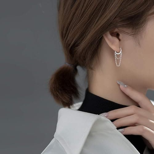 SLUYNZ 925 Sterling Silber Creolen Ohrringe Kette für Damen Frauen Hängend Ohrringe thumbnail 2