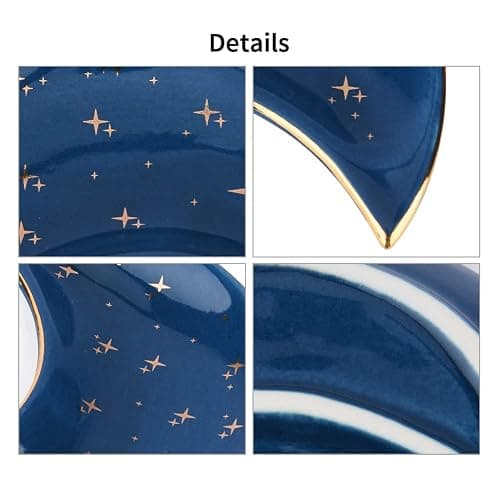 Moon Shape Jewelry Tray, 3pcs/Set Ceramic Moon Decorative Trinket Dish, Organizing Necklace Earrings Keys Jewelry Plate, for Vanity Bathroom Engagement Ring(3 Colors) thumbnail 4