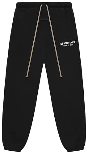 Essentials Men's Sweatpants, Oversized Fit, Elastic Waist, Black - Image 1