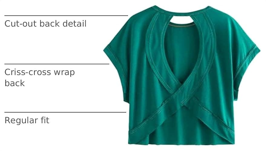 SOLY HUX Women Open Back Tops Workout Backless Tee Casual Athletic Shirts Short Sleeve Oversized Gym T Shirt thumbnail 4