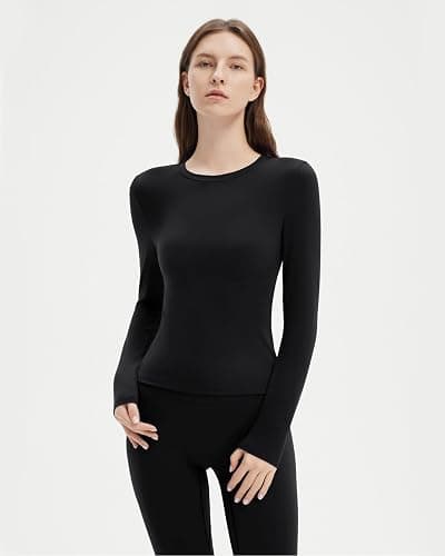 SUUKSESS Women 2 Piece Workout Set Tummy Control Legging Long Sleeve Workout Top thumbnail 3