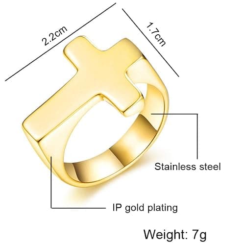 Jude Jewelers Stainless Steel Christian Sideways Cross Signet Style Ring thumbnail 2