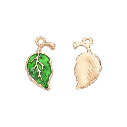 Pack of 80 Green Leaves Enamel Charms Gold Plated Colored Pendants Hawaii Style Accessories for Necklace Bracelet Jewelry Making DIY Crafting thumbnail 2