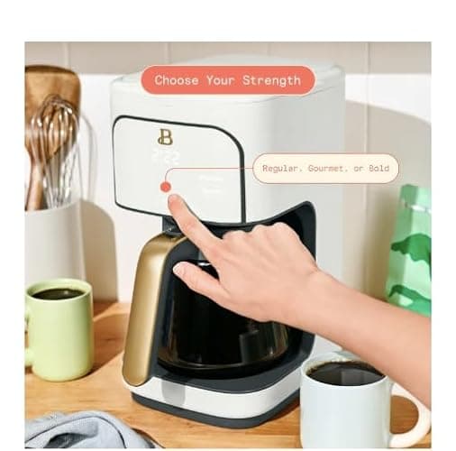 Beautiful 12 Cup Programmable Coffee Maker, by Drew Barrymore White Icing thumbnail 5